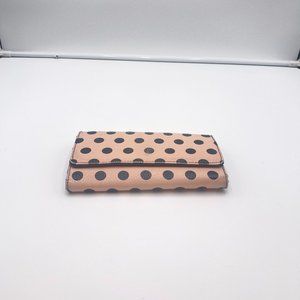 Cream/Salmon With Black Polka Dots Women’s Bifold Wallet Double Zipper/Clutch